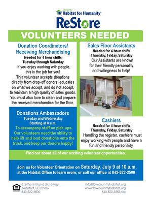 JUL2016 web ReStore Volunteer Opportunities - 2 JUL2016 web ReStore Volunteer Opportunities - 2